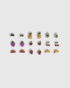 Girls Multi Colour Fruit Stud Earrings Set