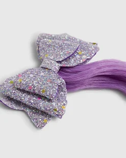 Girls Multi Colour Sparkle Bow Faux Hair