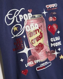 Girls Navy Kpop Cherry Soda T-Shirt
