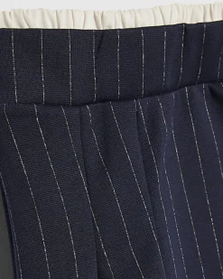 Girls Navy Pinstripe Pleated Skirt