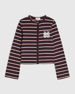 Girls Navy Stripe 89 Cardigan