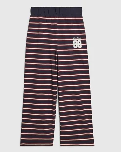 Girls Navy Stripe 89 Wide Leg Joggers