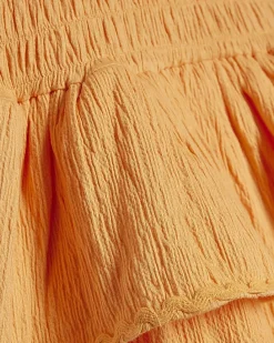 Girls Orange Asymmetric Crochet Flower Dress