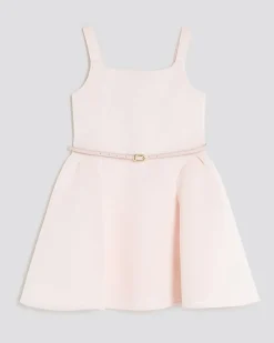 Girls Pink Belted Dress