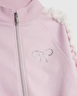 Girls Pink Bow Side Ruffle Sweatshirt Set
