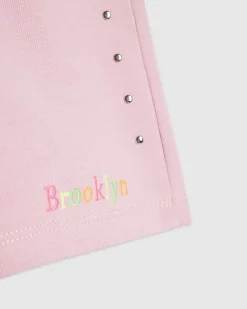 Girls Pink Brooklyn Stud Shorts