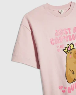 Girls Pink Capybara Queen T-Shirt