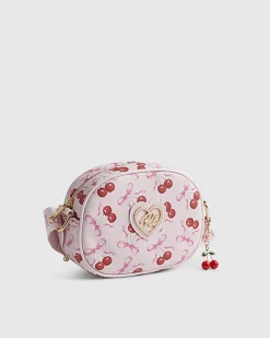 Girls Pink Cherry Oval Cross Body Bag