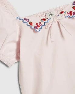 Girls Pink Collared Top And Jeans Set