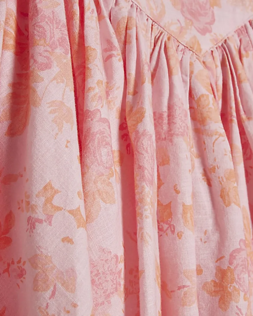 Girls Pink Corsage Cotton Dress