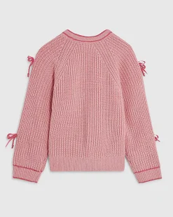 Girls Pink 3D Heart and Bows Cardigan