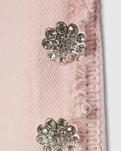 Girls Pink Denim Peplum Top Set