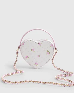 Girls Pink Ditsy Floral Heart Cross Body Bag