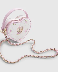 Girls Pink Ditsy Floral Heart Cross Body Bag