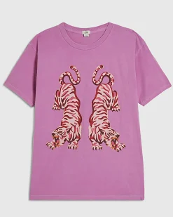 Girls Pink Dyed Tiger T-Shirt