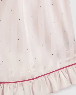 Girls Pink Embellished Satin Pyjamas Set