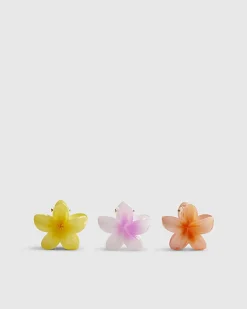 Girls Pink Flower Pack Of 3 Hair Claw Clips