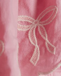Girls Pink Hanky Hem Embellished Top Set