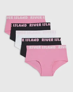 Girls Pink Hipster Pack Of 5 Briefs