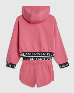 Girls Pink Hoodie And Shorts Set