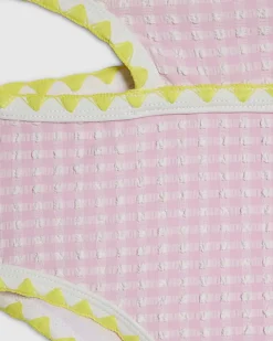 Girls Pink Lemon Cut Out Swimsuit