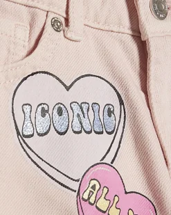Girls Pink Love Heart Shorts