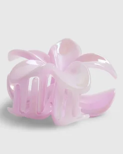 Girls Pink Marble Floral Hair Claw Clip