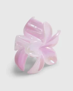 Girls Pink Marble Floral Hair Claw Clip