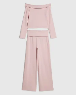 Girls Pink Off Shoulder Top Set