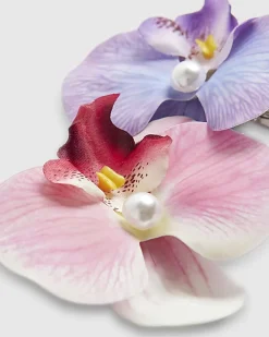 Girls Pink Orchid Flower Pack Of 2 Hair Clips