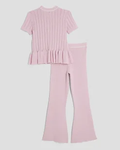 Girls Pink Peplum Waistcoat Set