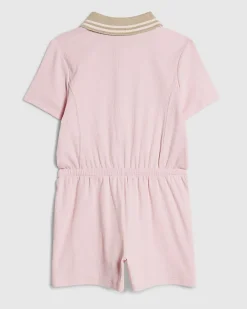 Girls Pink Polo Zip Playsuit