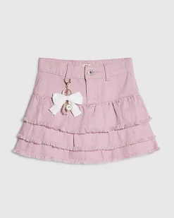 Girls Pink Rara Skirt With Keychain