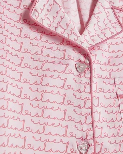 Girls Pink RI Script Monogram Pyjamas Set