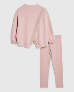 Girls Pink RI Split Back Sweatshirt Set
