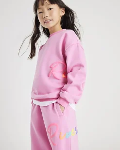 Girls Pink River Sweatshirt And Joggers Set