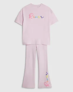 Girls Pink River T-Shirt And Trousers Set