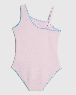 Girls Pink Sequin Shell Swimsuit