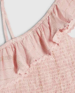 Girls Pink Shell Print Maxi Skirt Set