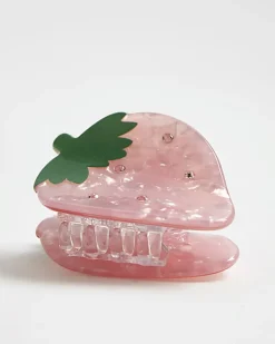 Girls Pink Strawberry Claw Hair Clip