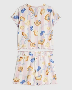 Girls Pink Stripe Brunch Pyjamas