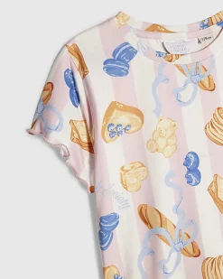 Girls Pink Stripe Brunch Pyjamas