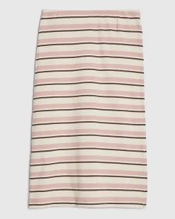 Girls Pink Stripe Midi Skirt
