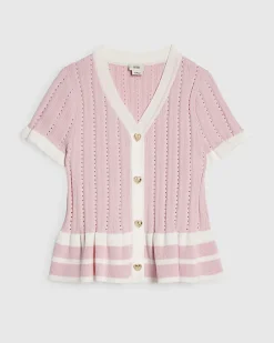 Girls Pink Stripe Peplum Top