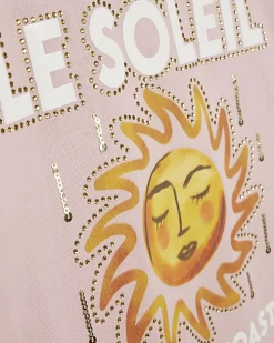 Girls Pink Sun Embellished T-Shirt