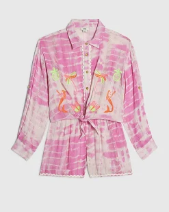 Girls Pink Tie Dye Shirt And Shorts Set