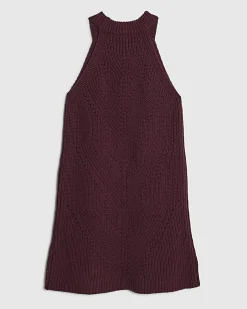 Girls Purple Embellished Knitted Dress
