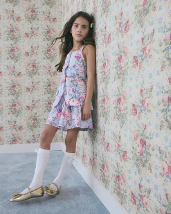 Girls Purple Floral Waistcoat Cotton Set