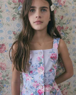 Girls Purple Floral Waistcoat Cotton Set