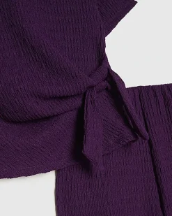 Girls Purple Knot Front T-Shirt Set